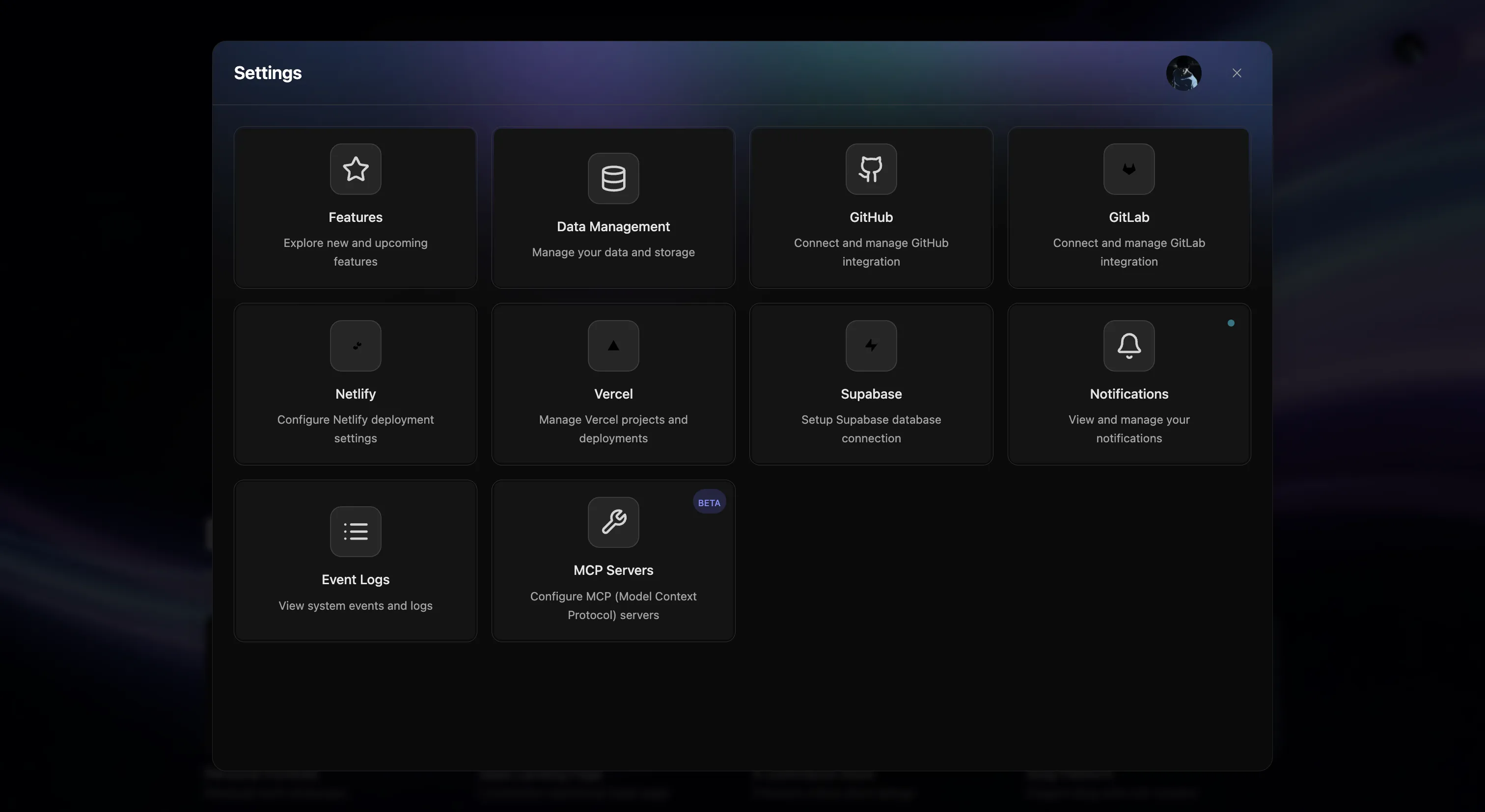 Settings Control Panel