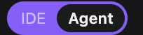 Aria IDE's title-bar toggle, switched to Agent